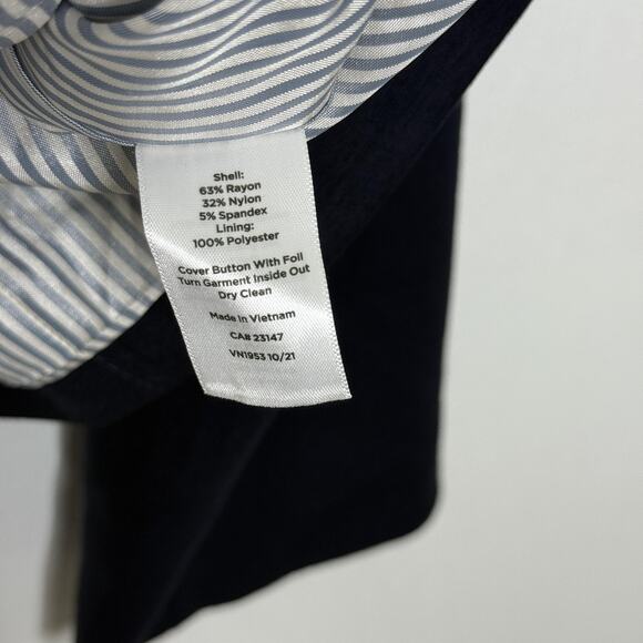 Talbots Jacket Womens 16 Navy Stand Collar Blazer Button Front Pockets Lined NEW - Picture 6 of 9